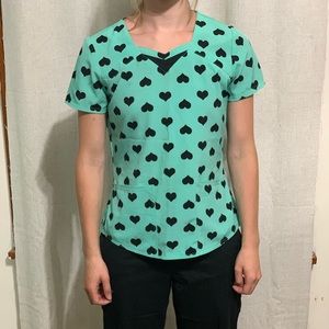 Mint Green Nad Black HeartSoul Scrub Top